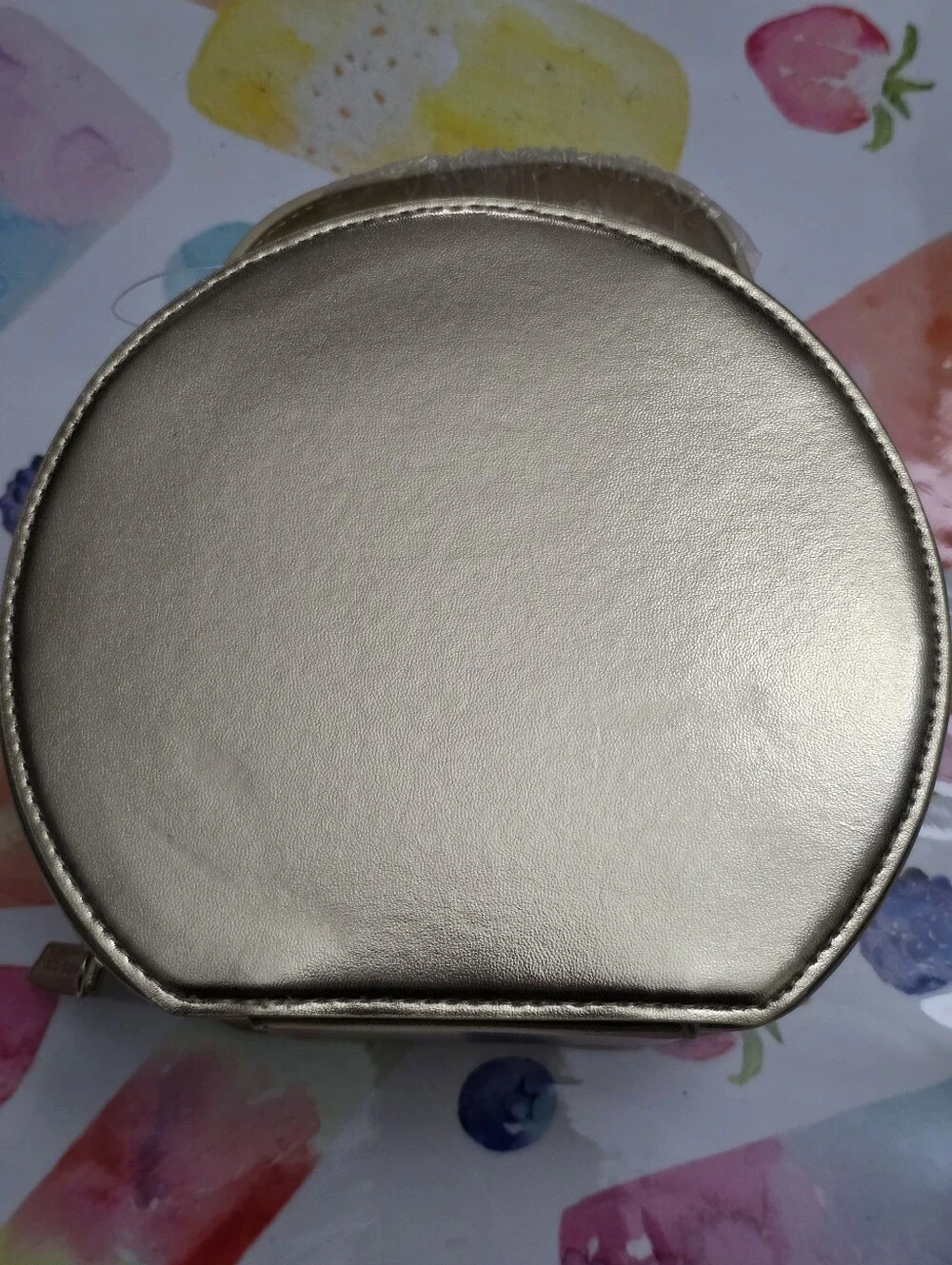 Bath & Body Works Metallic Gold Bow Elegant Cosmetic Case Bag with Mirror NEW